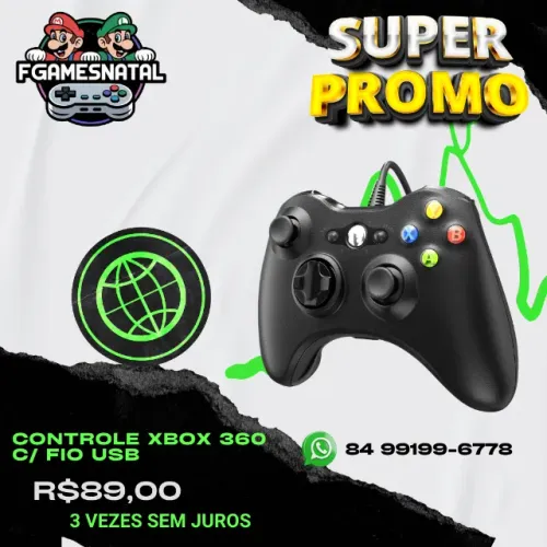 Controle Xbox 360 Usb Com Fio 
