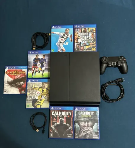 PS4 FAT - 500GB + 1 Controle + 7 Jogos