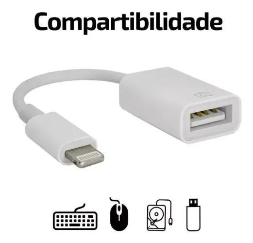 Adaptador OTG Lighting USB Compatível iPhone e iPad Pendrive - R$ 29,99