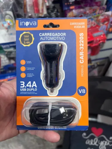 Carregador Automotivo USB Duplo 3.4A Inova