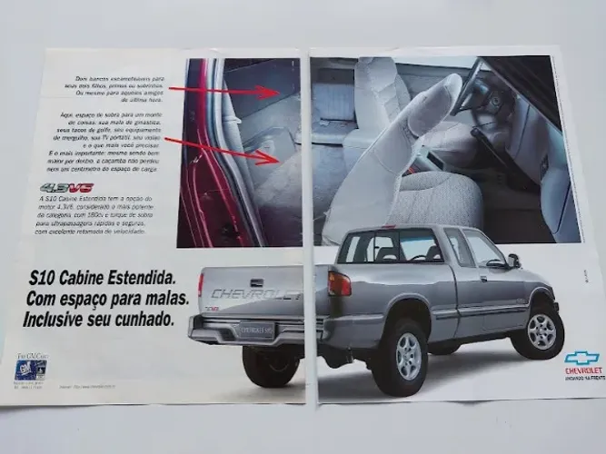 Chevrolet S10 V6 4.3 Cabine Estendida - Propaganda original de revista