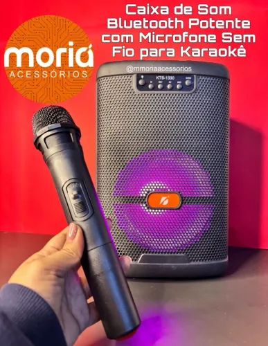 Caixa de Som 20W Bluetooth com Microfone Sem Fio para Karaokê KTS-1330