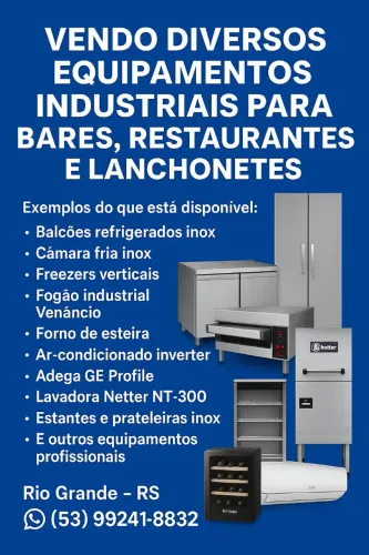 Vendo Tudo! Equipamentos Industriais para Restaurante!