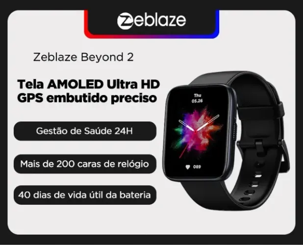 Smartwatch Zeblaze Beyond 2 GPS + Tela Amoled Ultra HD