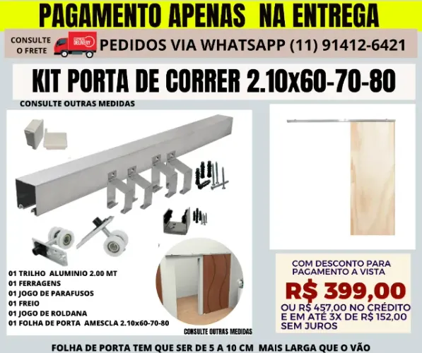 kit para porta de correr completo modelo ecv21