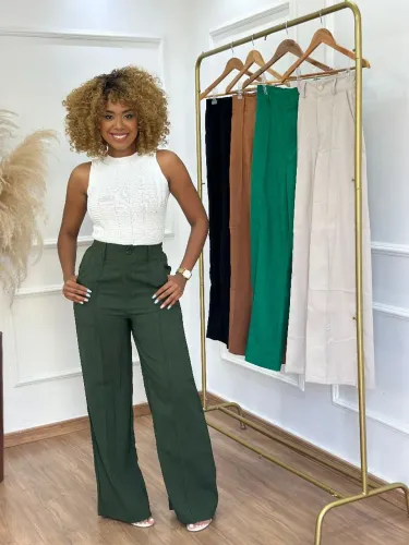 Calça pantalona sarja social - PRODUTO NOVO 