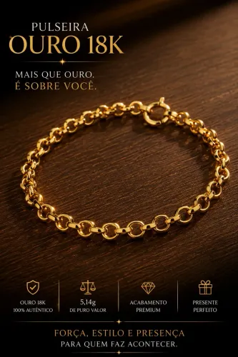 Pulseira Ouro 18K Elos Redondos - 5,14g - Acabamento Premium
