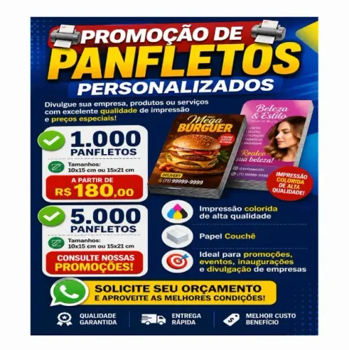 1000 panfletos/5000 panfletos ! Tamanhos 10x14 cm/15x21 cm