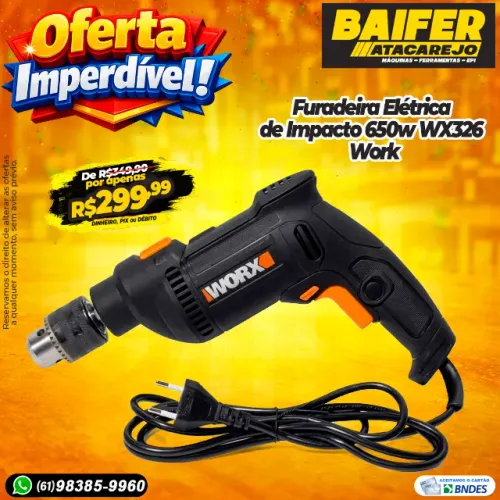 Furadeira Elétrica de Impacto 650w WX326 Work