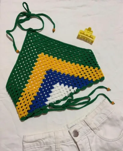 Bandana de croche do Brasil 