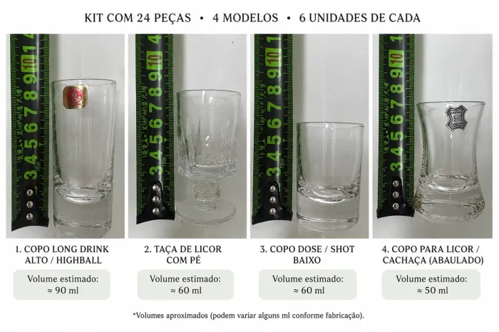 Kit Vintage 24 Copos e Taças para Licor e Aperitivo - Hering / Casa Reynaud