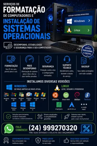 Faço formatação de Computadores e instalação de bios