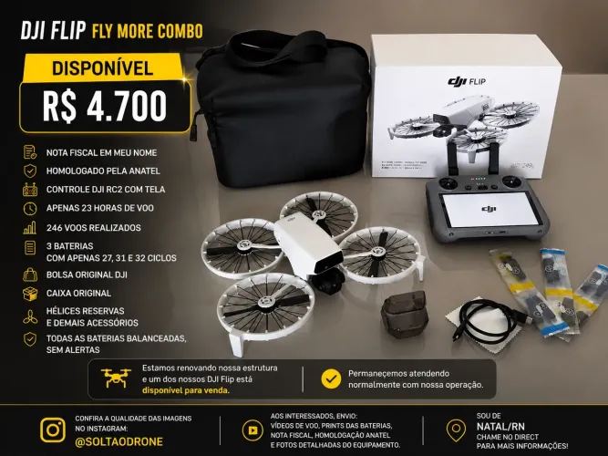 DJI Flip Fly More Combo RC2 Tela Anatel NF R$ 4.700