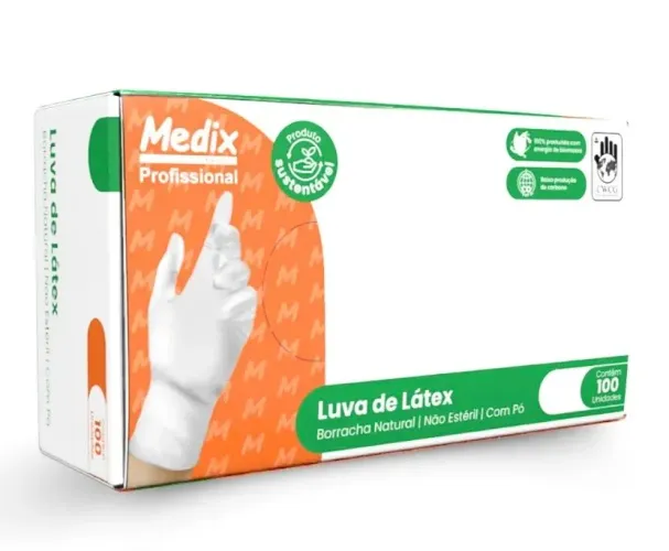 LUVA LATEX COM PÓ ( P e G ) MEDIX