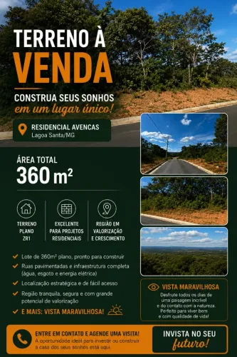 Terreno, 360 m², à venda por R$ 205.000 a vista- Residencial Avencas - Lagoa Santa/MG