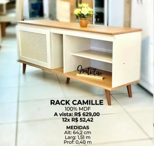 PROMOÇÃO URGENTE - Rack Camille 100% MDF para Tvs com até 55 POLEGADAS