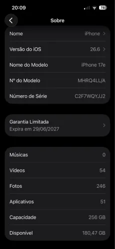 Vende -se iPhone 17e Semi Novo, celular zero de tudo