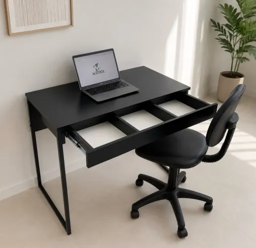 MESA LIGHT COM GAVETA PRETO PARA SALA DE TRABALHO