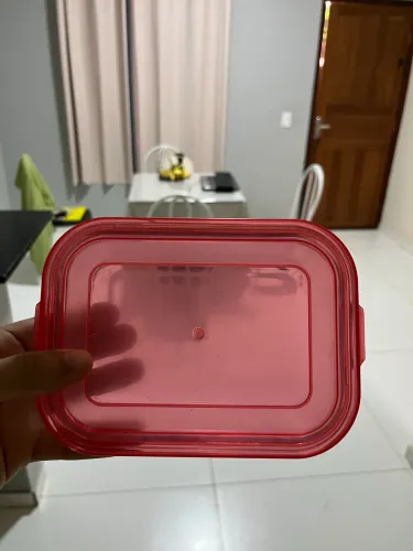 Pote de Vidro Retangular (Tampa Vermelha)