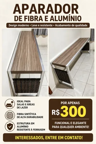 Aparador mdf com estrutura de alumínio e fibra