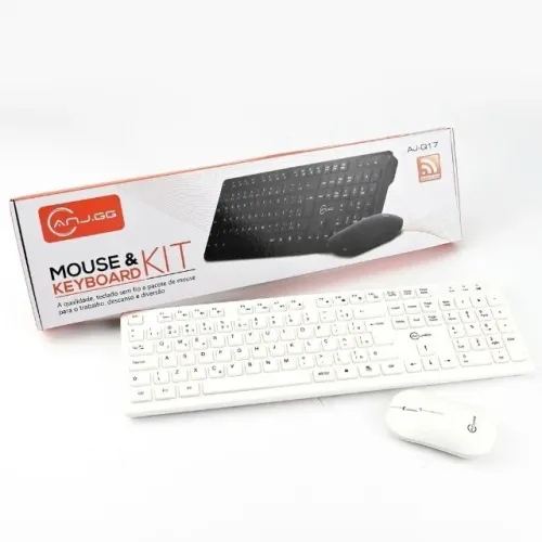 Kit Teclado e Mouse Sem Fio 2.4GHz USB Wireless branco