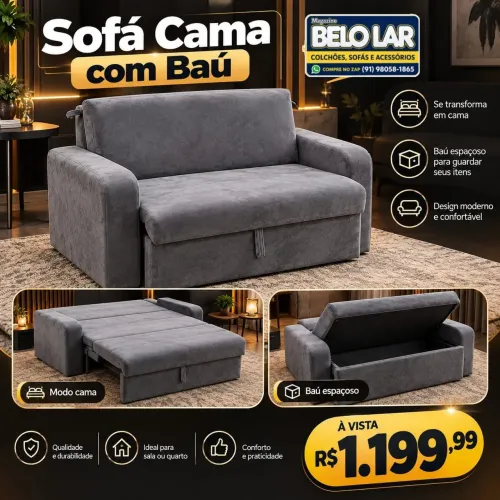 Sofá Cama Com Baú