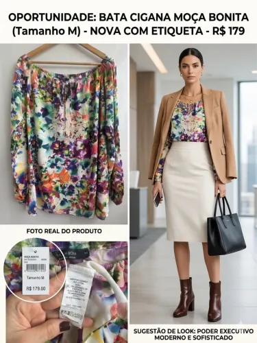 Bata Cigana Moça Bonita Floral Vibrante - Tam. M | NOVA Com Etiqueta (Original R$ 179)