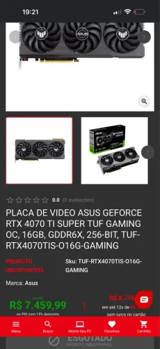 RTX 4070 TI SUPER 16 gb placa monstra zero não aceito trocas nem abaixo preço