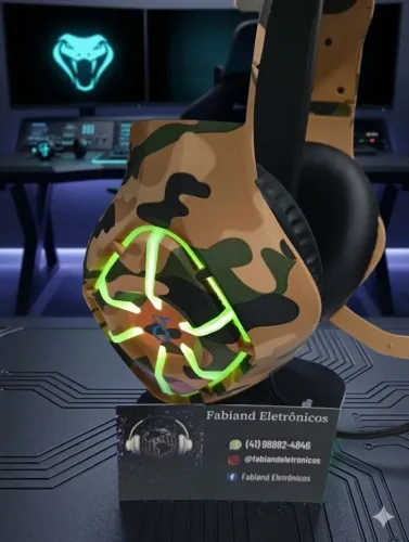 FONE DE OUVIDO GAMER MILITAR RGB