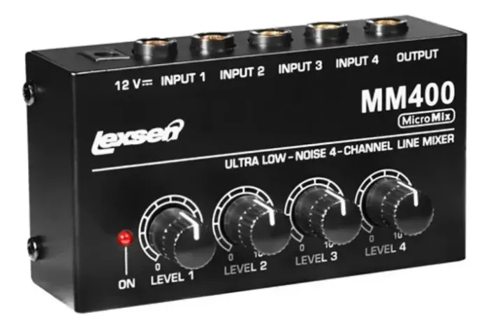 Mixer De Audio Compacto Lexsen Mm400 Com 4 Canais 12v
