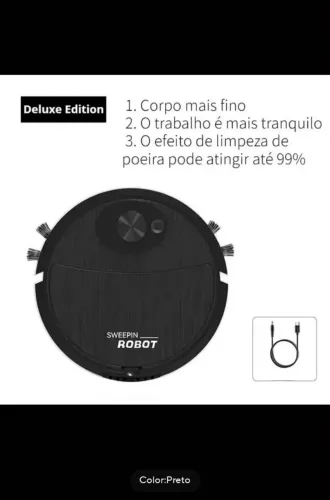 Mini Aspirador 3 em 1, Varre e Passa Pano, USB Robô