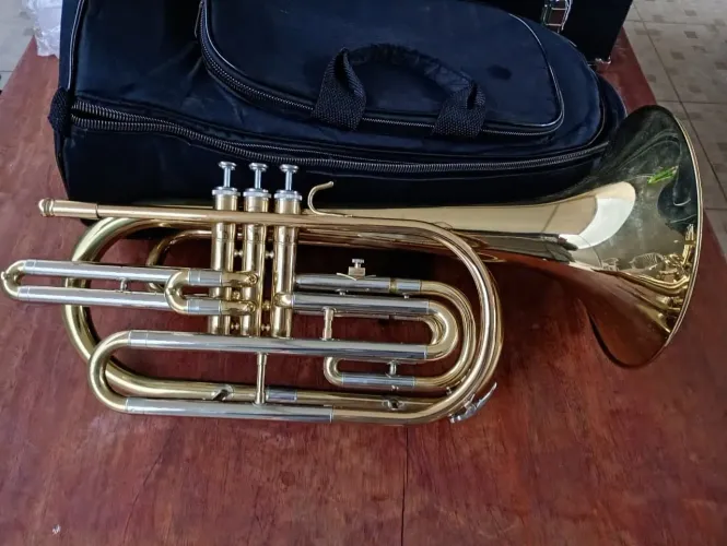 Trombonito Schieffer Sib acompanha capa e bocal