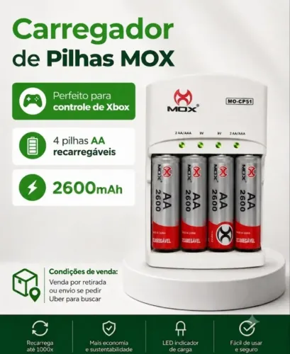 Carregador com 4 pilhas recarregáveis (Xbox One/Series, Etc)