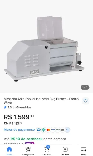 Masseira Arke 3kg para massas pesadas.