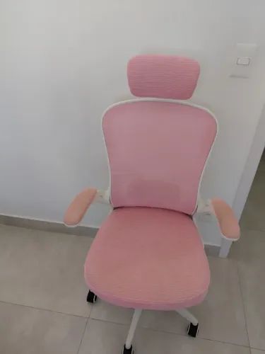 Cadeira Ergonômica de Escritório Rosa com Apoio de Cabeça - Excelente Estado