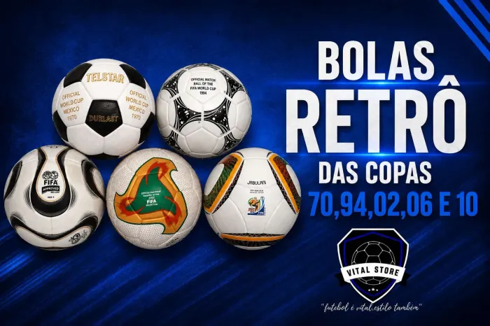Bolas Retrô das Copas de 70, 94, 02, 06, 10