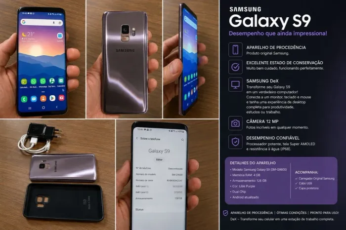 Samsung Galaxy S9 128GB | Linha Premium Samsung | Samsung DeX | NFC | R$ 450