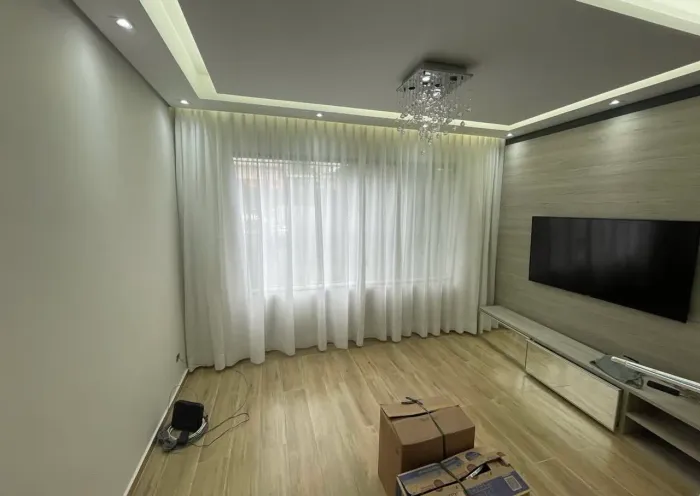 Cortina Wave no Tecido Branco com Forro