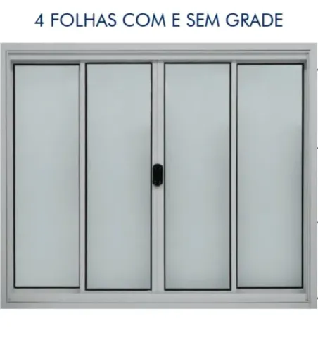 Janela vitro 4 folhas sem grade 100x120 alumínio branco 