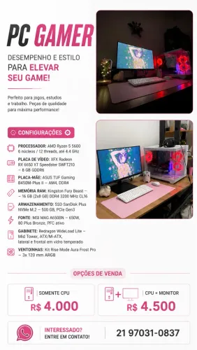 Vendo pc gamer de alta performance