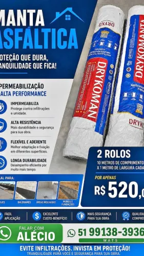 Manta asfáltica para impermeabilização