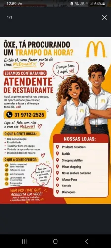Vaga para atendente de restaurante