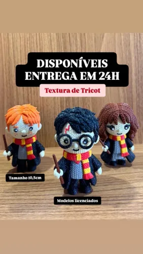 Boneco Harry Potter, Hermione ou Ron, 10cm / 3d Tricot