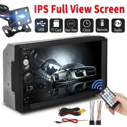 Kit Central Multimídia 2 Din Tela Touch 7 Polegadas Bluetooth Espelhamento + Câmera de Ré 