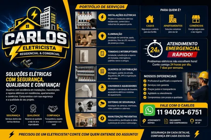 Serviços - Instalações - Manutenção - Elétrica - Profissionais e Eletricista