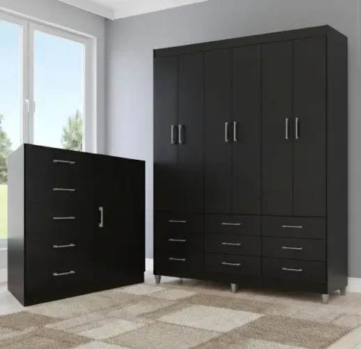 Conjunto Dormitório Premium 6 Portas com Cômoda Sapateira
