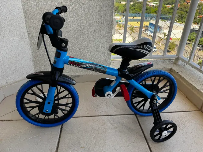 Bicicleta Infantil Nathor Aro 12 Azul com Rodinhas - Excelente Estado
