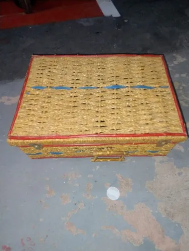 Cesta de Palha Trançada Artesanal Estilo Retro
