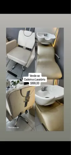 Kit de salão de beleza semi novo lavatório e cadeira 