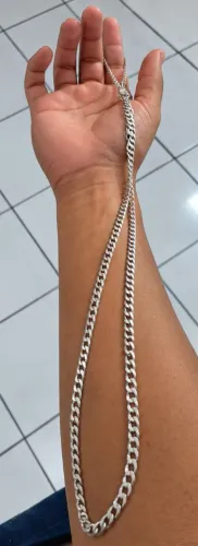 Corrente Masculina 5mm + Pulseira Prateada - Conjunto 83cm
